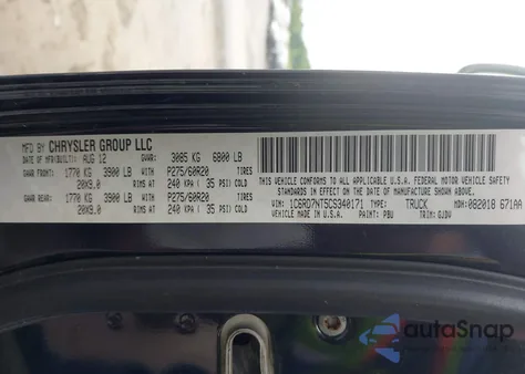 2012 Ram 1500 Laramie из США, поврежденный, VIN 1C6RD7NT5CS340171